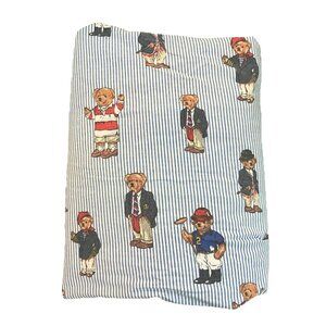 Vintage Ralph Lauren Polo Teddy Bear AOP Full Fitted Bed Sheet Made USA Striped